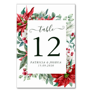 Numéro De Table Elegant Christmas Wedding Table Number Card
