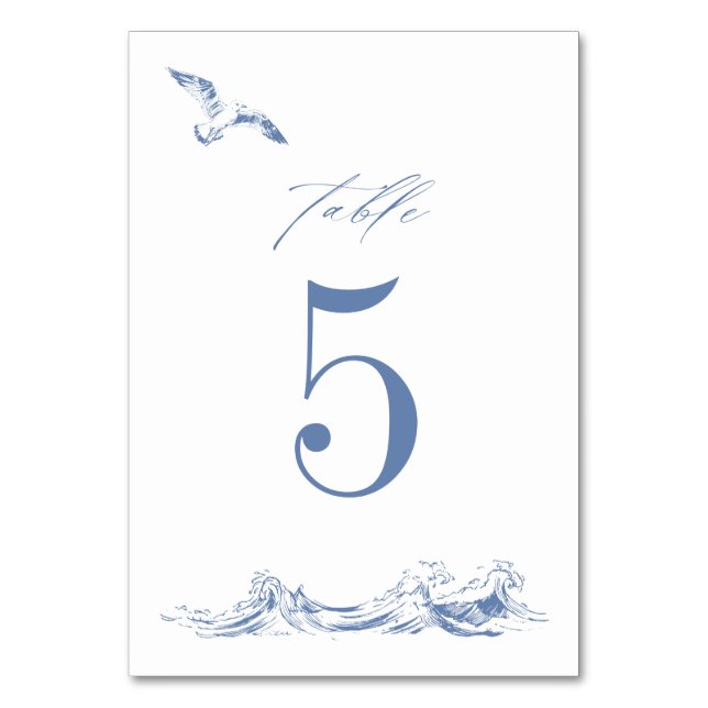 Numéro De Table Elegant Coastal Chic Blue Seaside Wedding (Par défaut)