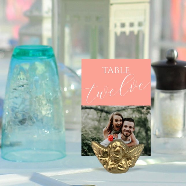 Numéro De Table Élégant Coral rose Mariage Photo (Créateur téléchargé)