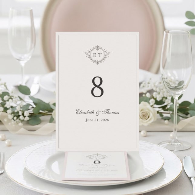 Numéro De Table Elegant Country Monogram Wedding Table Number (Créateur téléchargé)