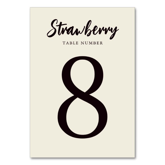 Numéro De Table Elegant Ecru blanc Nom de table personnalisée Mari (Dos)