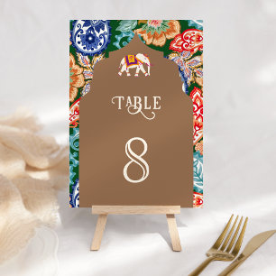 Numéro De Table Élégant éléphant d'art folklorique indien beige po