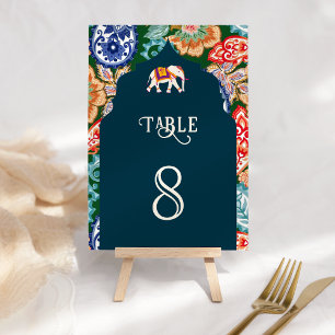 Numéro De Table Élégant éléphant d'art populaire indien vibrant bl