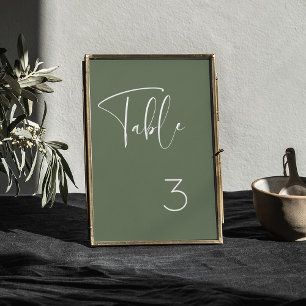 Numéro De Table Élégant et moderne mariage vert foncé