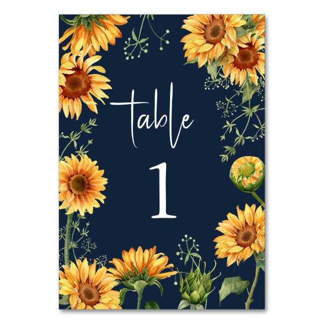 Numéro De Table Élégant été automne tournesol Mariage floral (Par défaut)