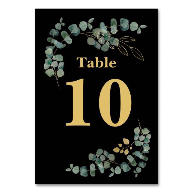 Numéro De Table Elégant Eucalyptus Feuille Faux Gold (Par défaut)