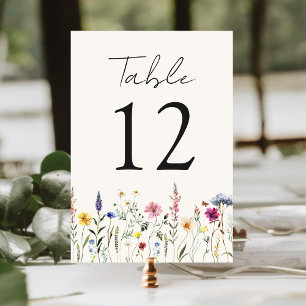 Numéro De Table Élégant Fleur sauvage Mariage crème pâté
