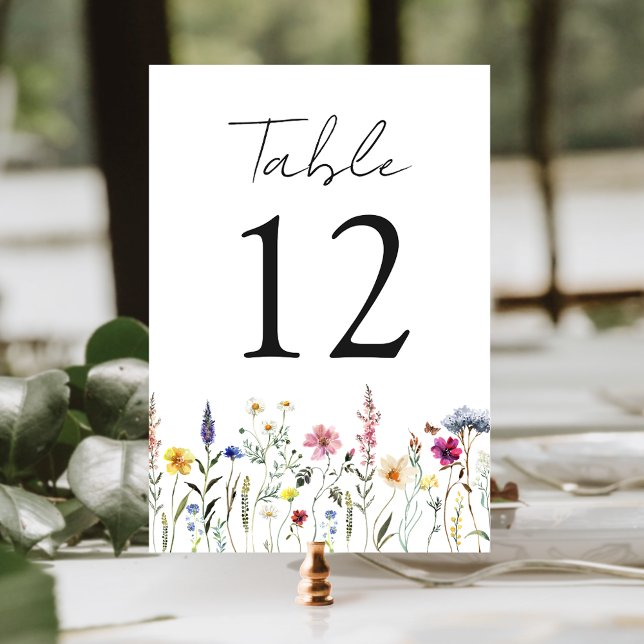 Numéro De Table Élégant Fleur sauvage Meadow Mariage (Créateur téléchargé)