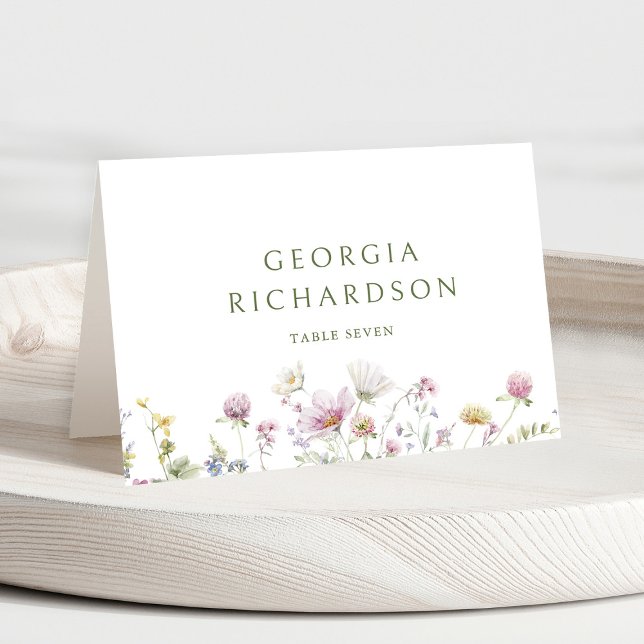 Numéro De Table Élégant Fleur sauvage Pastel Soft Mariage botaniqu (pastel floral guest name place card)