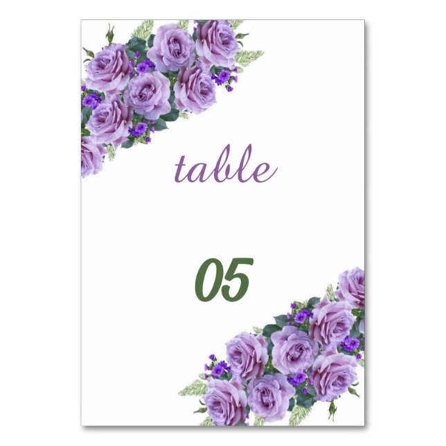 Numéro De Table Élégant Fleur violet Mariage personnalisé (Par défaut)