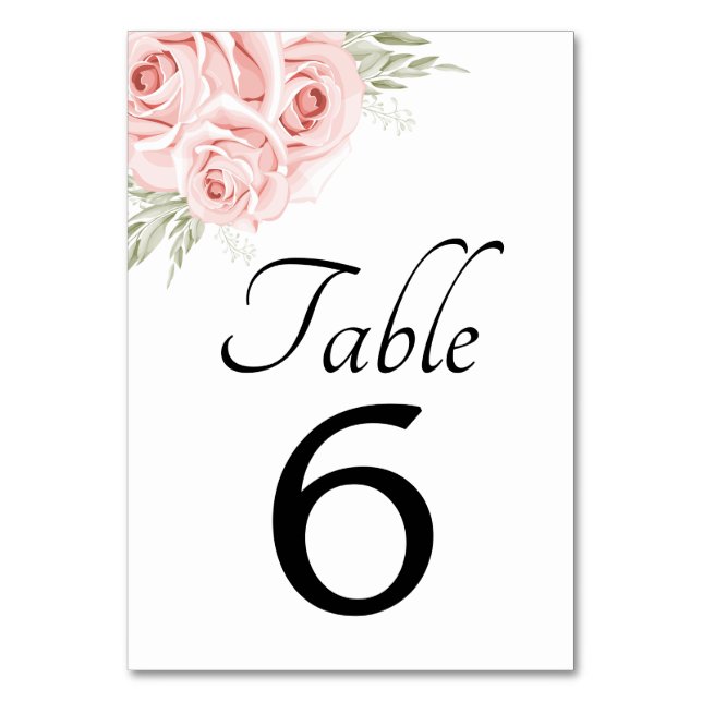 Numéro De Table Élégant Floral Blush Rose Mariage (Par défaut)