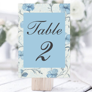 Numéro De Table Elégant Floral Dusty Bleu Pays Jardin Mariage