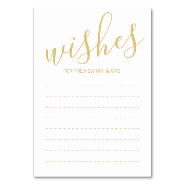 Numéro De Table Elégant Gold et Blanc Mariage Conseils & Wish Cart (Par défaut)
