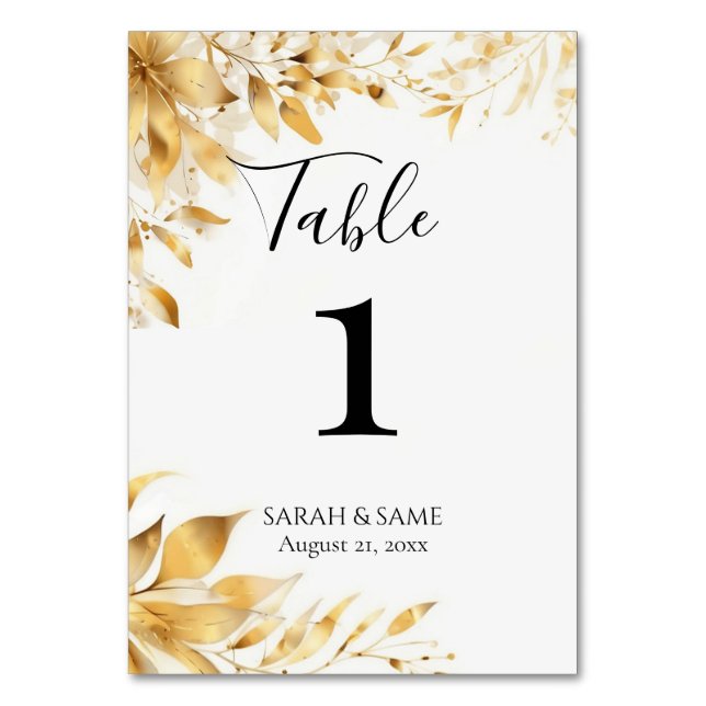 Numéro De Table Elegant Gold Floral Wedding Table Card (Par défaut)
