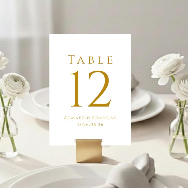 Numéro De Table Elegant Gold Table Number Card (Créateur téléchargé)