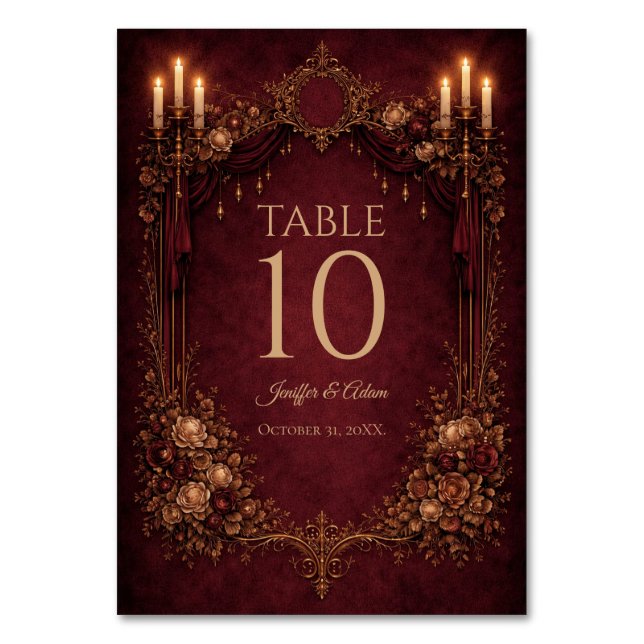 Numéro De Table Elegant Gothic Halloween Wedding Table number (Par défaut)