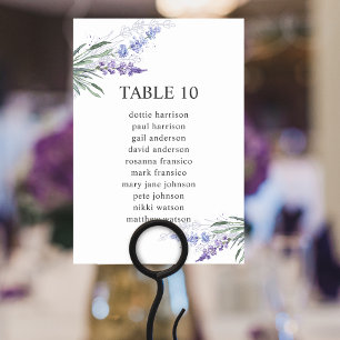 Numéro De Table Élégant graphique de table fleuri lavande pour pla
