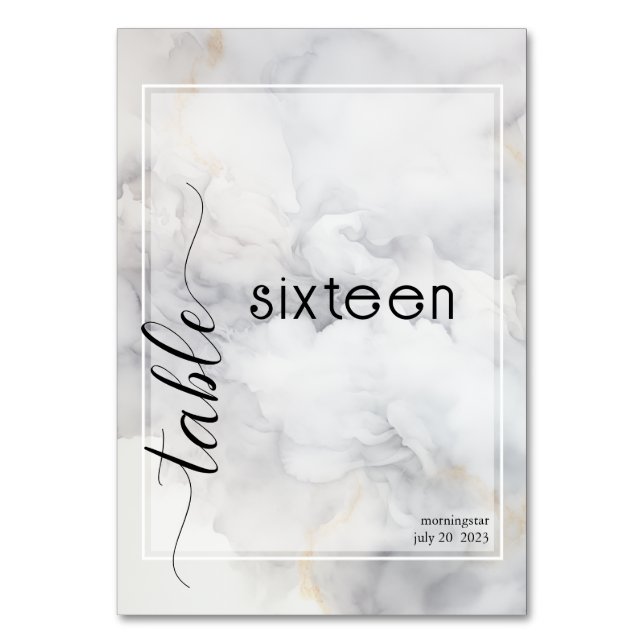 Numéro De Table Elégant gris et or pâle nuage doux (Par défaut)