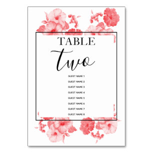 Numéro De Table Elégant Hibiscus Aquarelle Mariage Nom d'invité