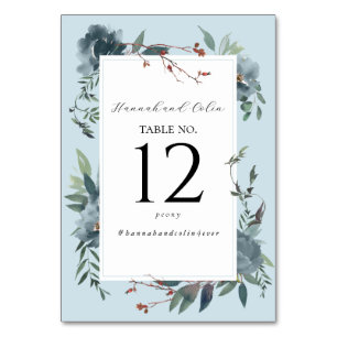 Numéro De Table Elégant jardin botanique Dusty Blue Navy