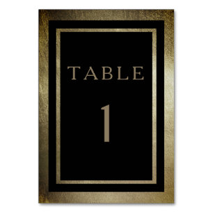 Numéro De Table Elégant Jour Gold & Noir Mariage vertical