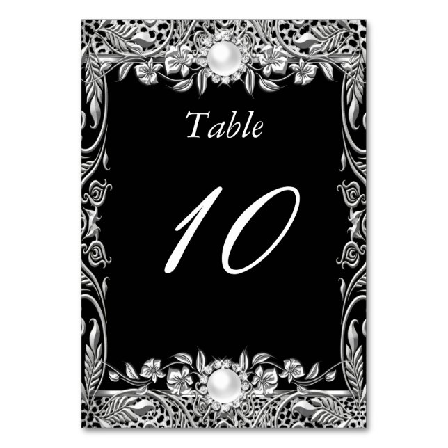 Numéro de table Elegant Leopard Black Silver Pearl (Par défaut)