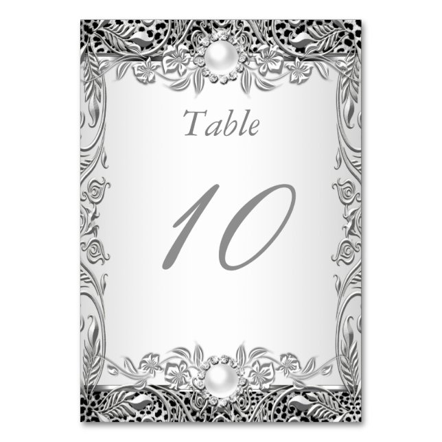 Numéro de table Elegant Leopard Silver Pearl (Par défaut)