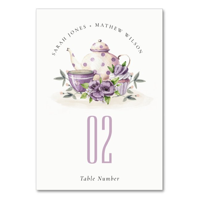 Numéro De Table Élégant Lilac Purple floral Mariage de la Coupe de (Par défaut)
