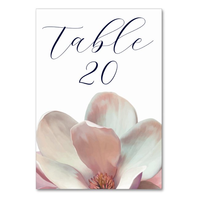 Numéro De Table Élégant Magnolia Mariage rose et blanc (Par défaut)
