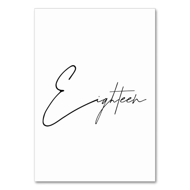 Numéro De Table Élégant Mariage calligraphique Tableau 18 Numéro d (Par défaut)