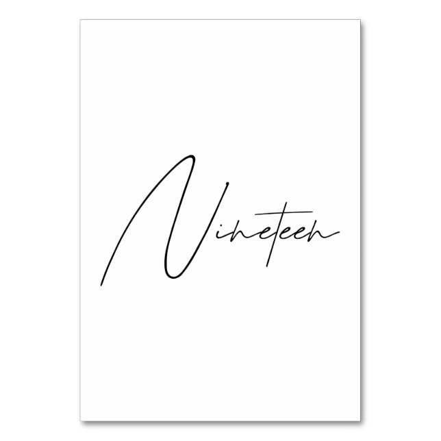 Numéro De Table Élégant Mariage calligraphique Tableau 19 Numéro d (Par défaut)