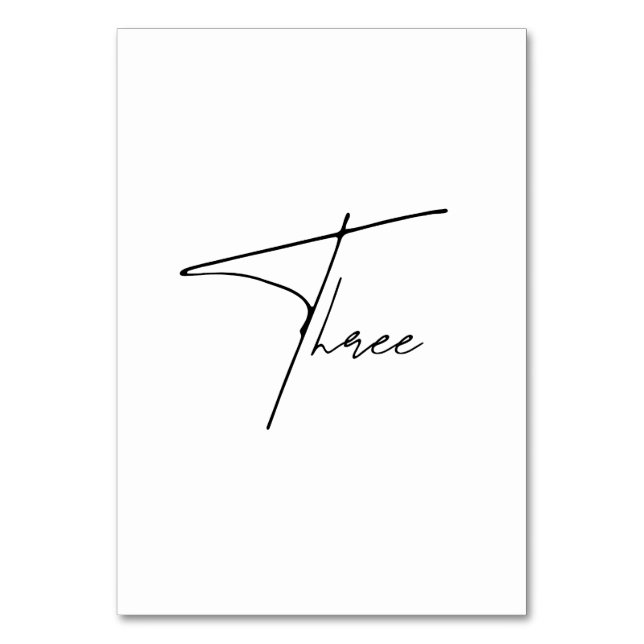 Numéro De Table Élégant Mariage calligraphique Tableau 3 Numéro de (Par défaut)
