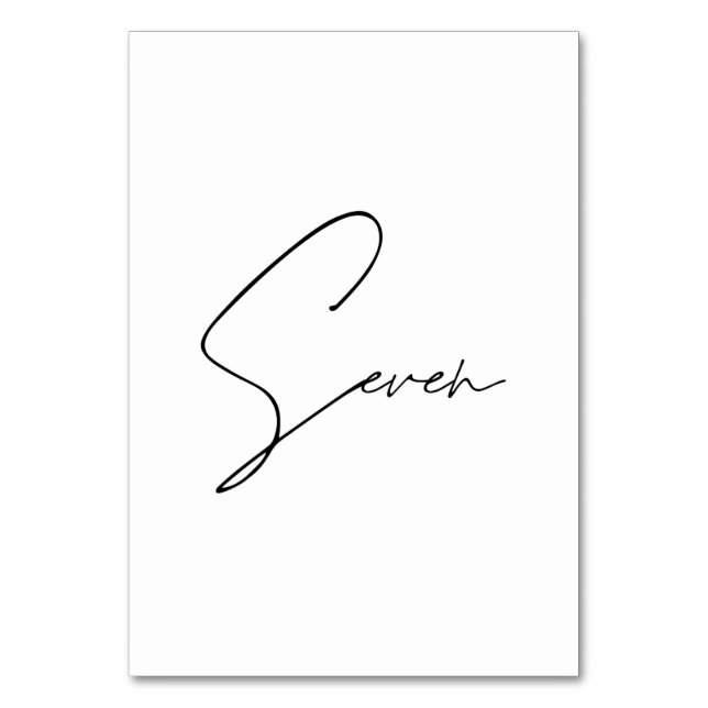 Numéro De Table Élégant Mariage calligraphique Tableau 7 Numéro de (Par défaut)