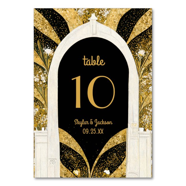 Numéro De Table Elégant Mariage d'arcade Art déco noir et or (Par défaut)
