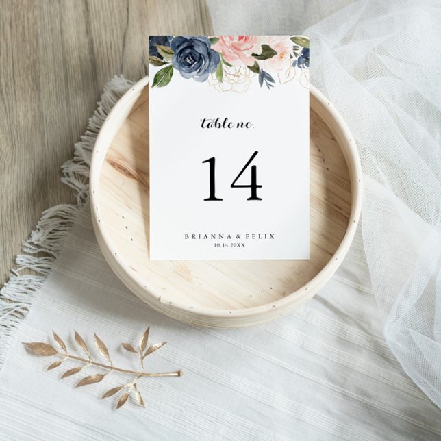 Numéro De Table Élégant Mariage de calligraphie florale d'hiver (Créateur téléchargé)