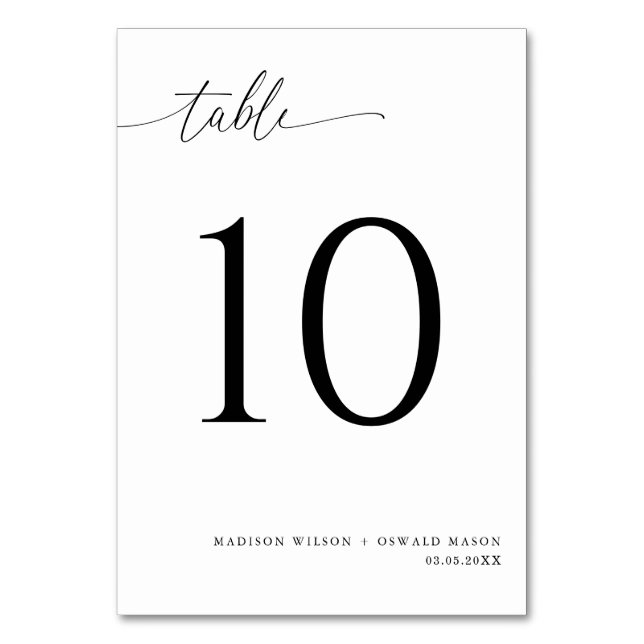Numéro De Table Élégant Mariage de calligraphie noire moderne 10 (Par défaut)