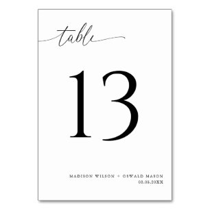 Numéro De Table Élégant Mariage de calligraphie noire moderne 13
