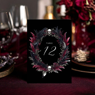 Numéro De Table Élégant Mariage de  de plume rouge noir gothique