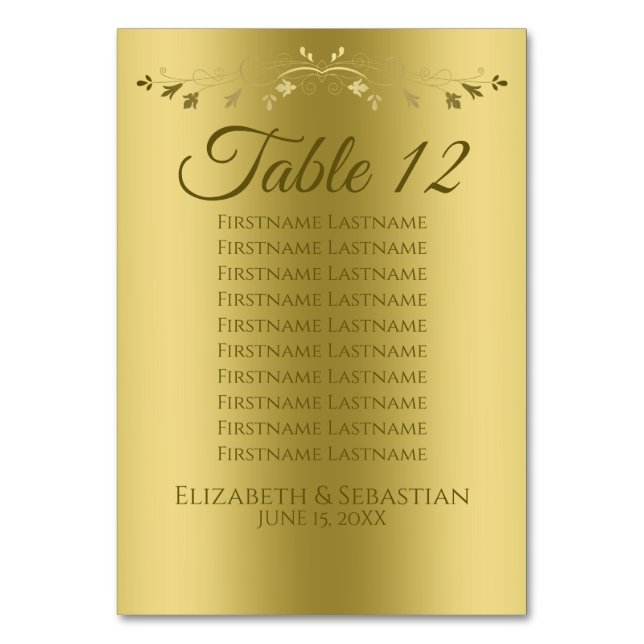 Numéro De Table Élégant Mariage de dégradé or (Par défaut)