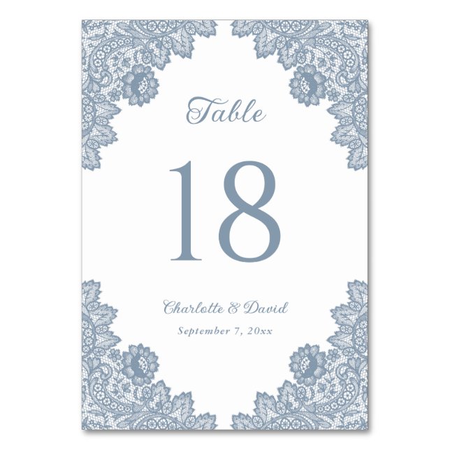 Numéro De Table Elégant Mariage de dentelle bleu bleu-bleu (Par défaut)
