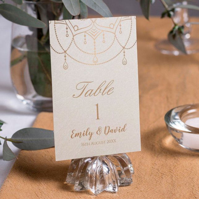 Numéro De Table Élégant Mariage de design traditionnel indien (Créateur téléchargé)