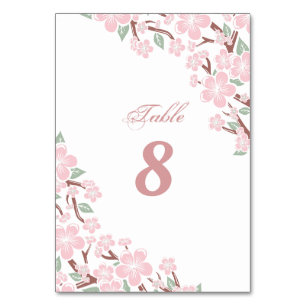 Numéro De Table Élégant Mariage de fleurs de cerisier Sakura rose
