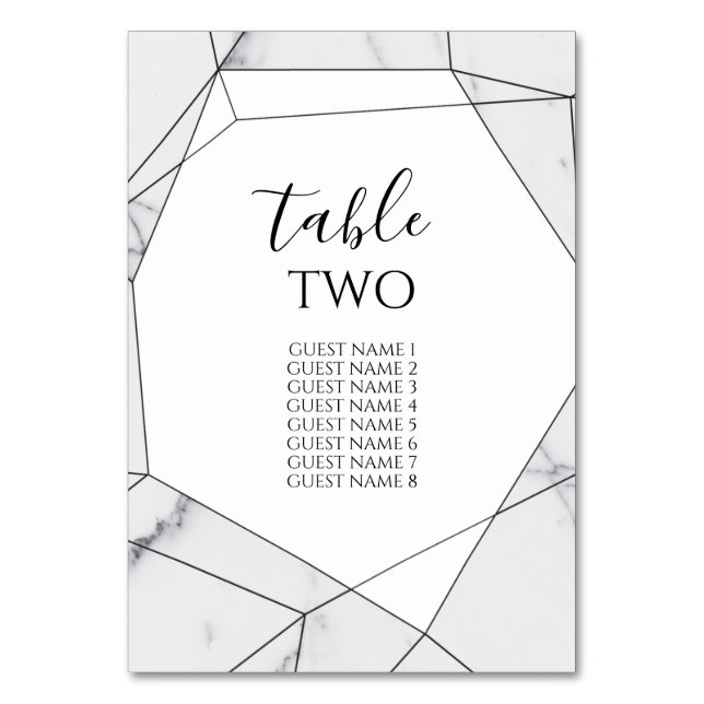 Numéro De Table Élégant Mariage de marbre géométrique (Par défaut)
