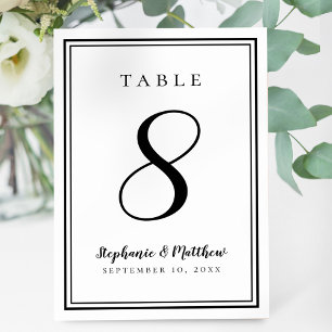 Numéro De Table Elégant Mariage de réception Simple Noir & Blanc