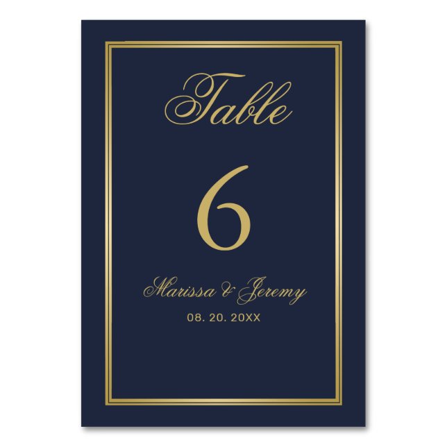 Numéro De Table Élégant Mariage de script de calligraphie en or bl (Par défaut)