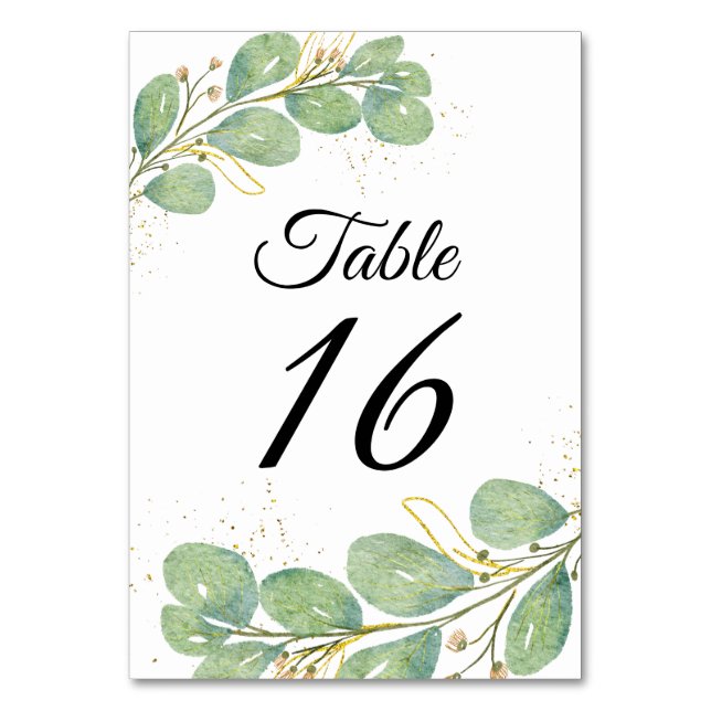 Numéro De Table Élégant Mariage de script Eucalyptus (Par défaut)