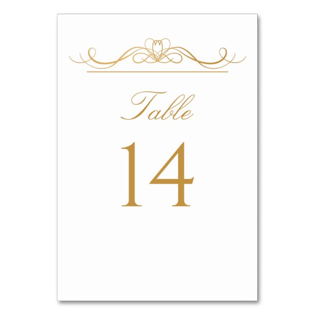 Numéro De Table Élégant Mariage de script moderne or & blanc (Dos)
