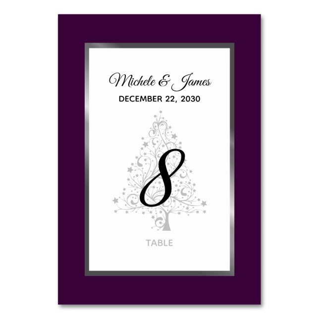 Numéro De Table Élégant Mariage de vacances d'hiver violet (Par défaut)