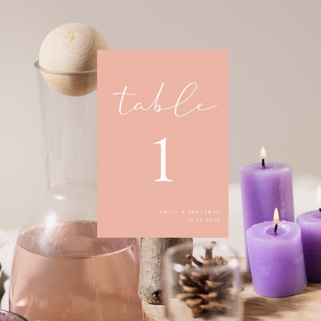 Numéro De Table Élégant Mariage d'été Peach (Créateur téléchargé)