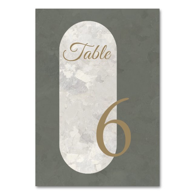 Numéro De Table Elégant Mariage en marbre vert Taupe (Par défaut)